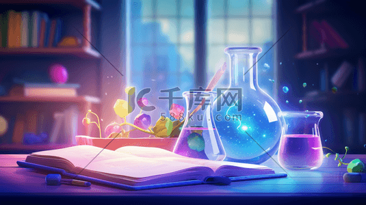 化学插画图片_幻彩科学实验室化学仪器插画11