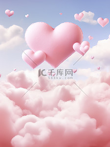 粉红色心形云情人节海报7