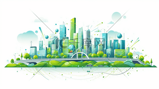环保城市城市插画图片_绿色环保清新城市摩天大楼插画14