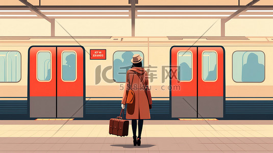 地铁插画图片_上班族女士地铁通勤14
