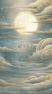 云纹嫦娥插画图片_国风中秋云海里的明月