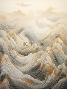 笔触插画图片_奢华金色笔触抽象中国山水画2