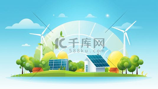 新能源logo插画图片_彩色扁平化环保新能源插画15