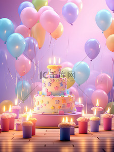 庆典氢气球插画图片_生日庆典蛋糕气球礼物9