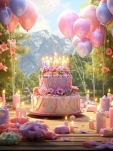庆典氢气球插画图片_生日庆典蛋糕气球礼物20