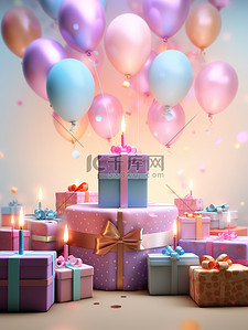 庆典氢气球插画图片_生日庆典蛋糕气球礼物2