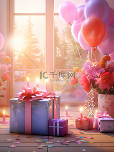 生日庆典蛋糕气球礼物4