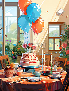 桌子上的生日蛋糕生日派对8