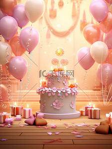 庆典氢气球插画图片_生日庆典蛋糕气球礼物13