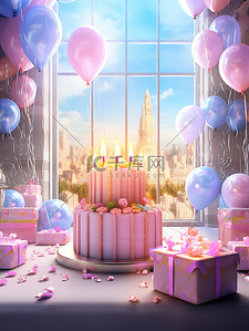 生日庆典蛋糕气球礼物3