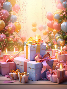 庆典氢气球插画图片_生日庆典蛋糕气球礼物15