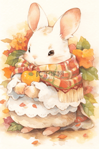 兔子与花朵治愈风手账封面插画