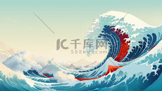 海啸自然灾害插画11