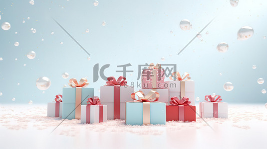 冬天圣诞雪地的礼物盒19