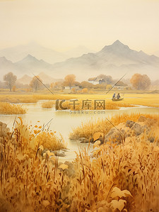 秋天远山金色的稻田16