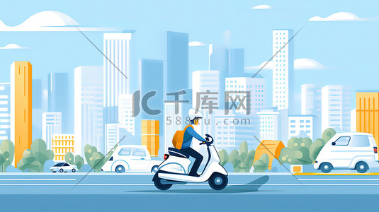 骑着摩托车城市交通17