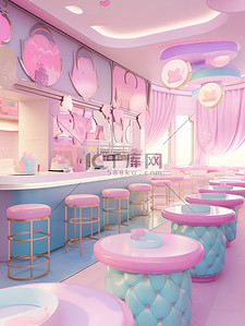 形状插画图片_冰淇淋形状的彩色室内装饰9
