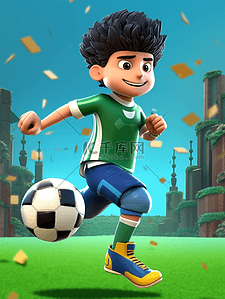 世界杯插画图片_踢足球的小男孩插画22