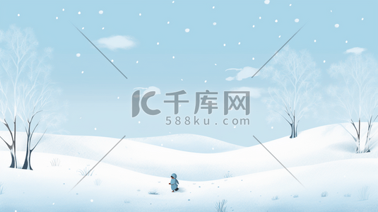 冰天雪地插画图片_冰天雪地风景人物唯美插画12