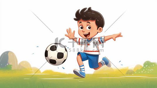 踢足球的小男孩插画12