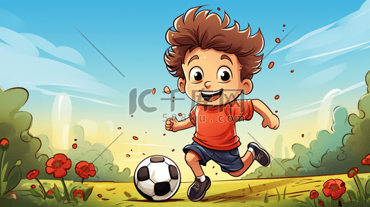踢足球的小男孩插画46