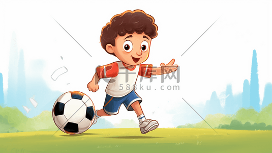 踢足球的小男孩插画7