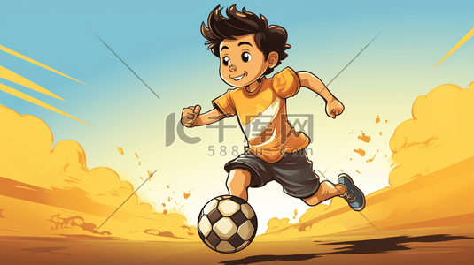 踢足球的小男孩插画36