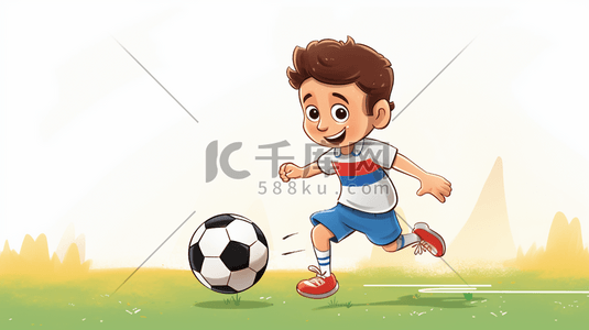 踢足球的男孩卡通插画19