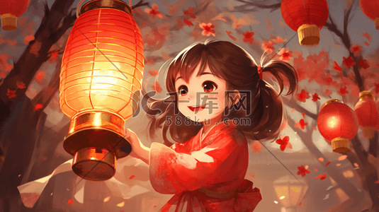 动漫人物插画图片_节日喜庆动漫人物卡通插画10