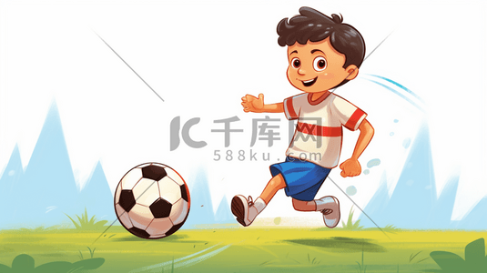 卡通足球人物插画图片_踢足球的男孩卡通插画6