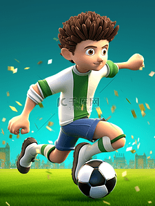 踢足球的小男孩插画19