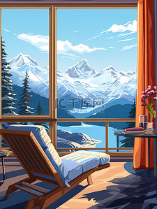旅行酒店房间雪山风景2