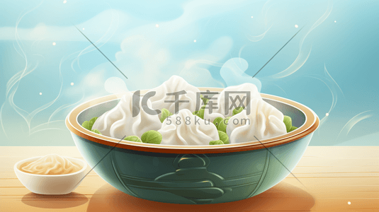 中国风热腾腾的蒸饺插画5