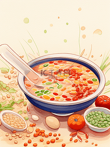 中国腊八粥插画图片_一碗美味的腊八粥插画1