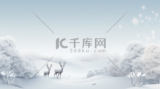 几何白色插画图片_冰天雪地田野唯美背景4