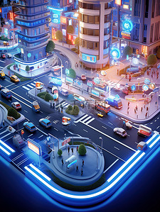 城市智能交通系统等距微型8