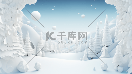 几何白色插画图片_冰天雪地田野唯美背景17