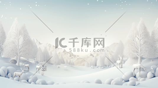 几何白色插画图片_冰天雪地田野唯美背景9