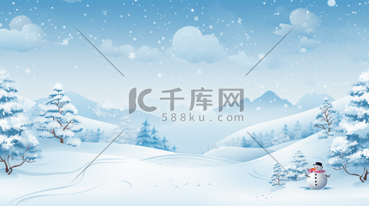冬季森林雪地上的雪人圣诞节插画12
