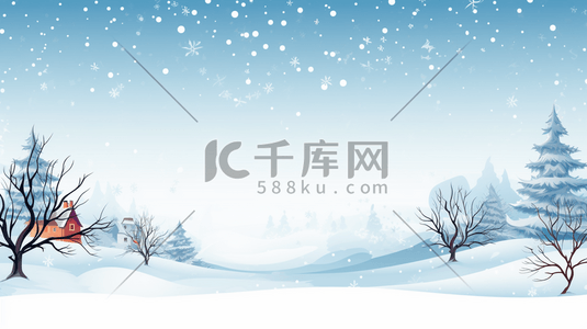 圣诞节松树林插画图片_冬季森林雪地上的雪人圣诞节插画16