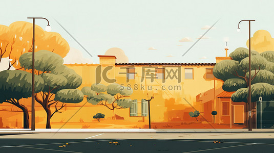 乡村小镇黄色的墙壁13