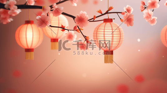 中国传统装饰插画图片_3D立体传统中国风灯笼装饰插画17