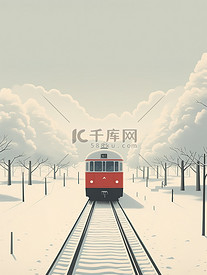 冬天雪地火车行驶11
