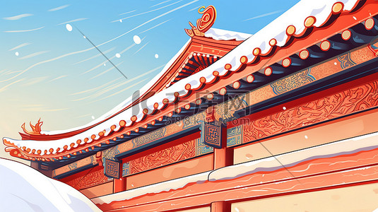 中国古代宫殿屋檐一角的特写3