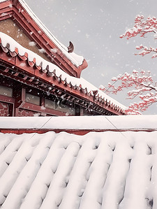下雪屋檐插画图片_冬天屋檐上的雪景3