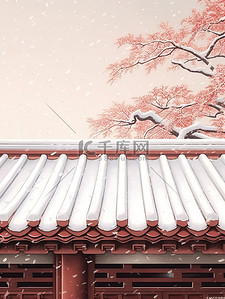 下雪屋檐插画图片_冬天屋檐上的雪景18