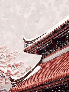 下雪屋檐插画图片_冬天屋檐上的雪景19