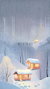 东北雪屋插画图片_卡通冬天雪景冬景雪屋插画