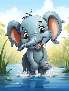 小象在水中玩耍儿童绘本17