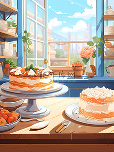 蛋糕店插画图片_蛋糕店舒适氛围明亮阳光2